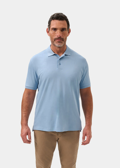 Men's Pique Cotton Polo Shirt in Light Blue
