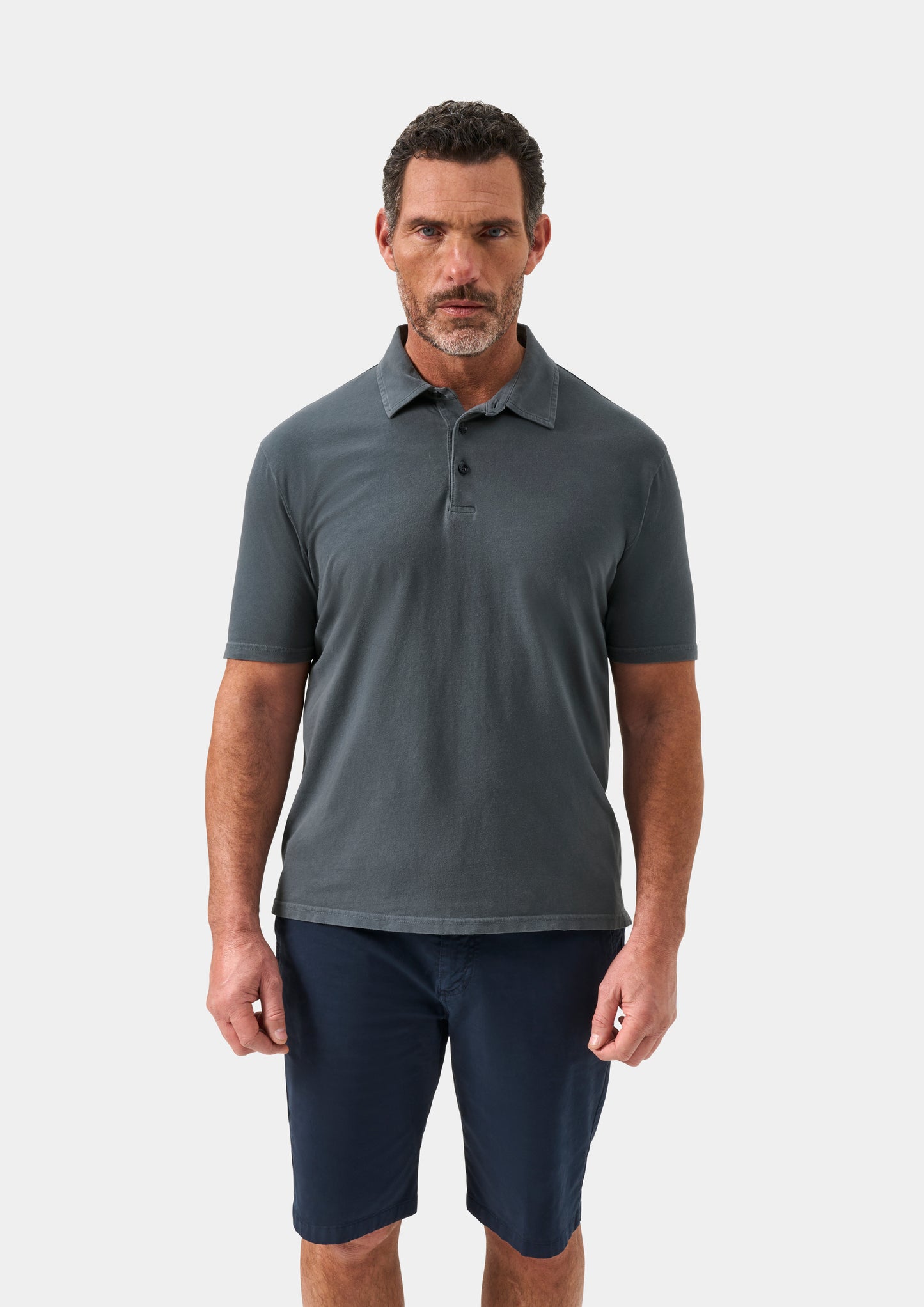Men's Pique Cotton Polo Shirt in Navy