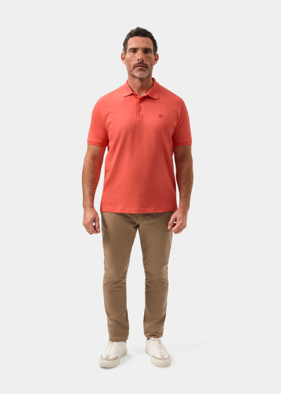 Men's Pique Cotton Polo Shirt in Orange