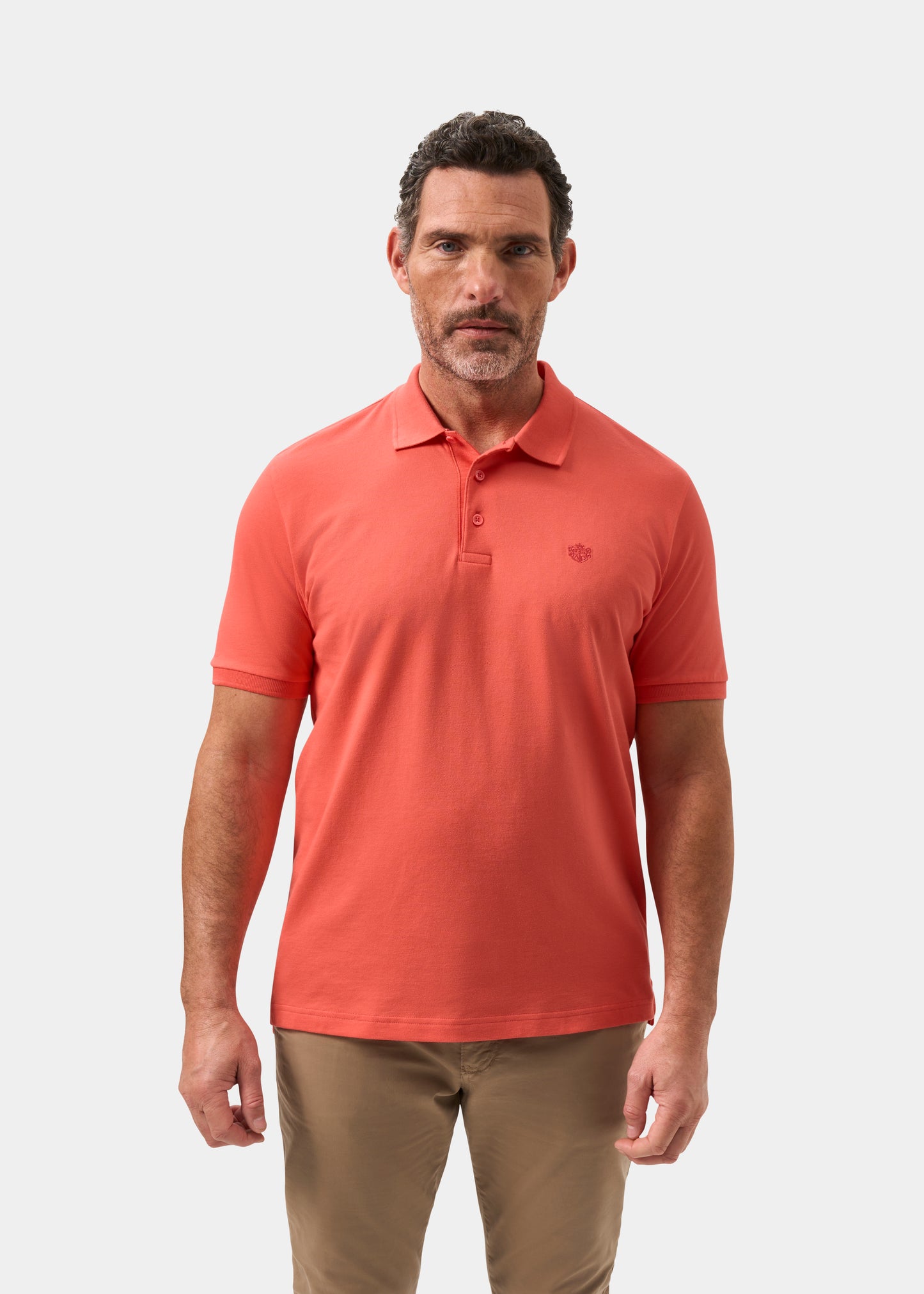 Men's Pique Cotton Polo Shirt in Orange