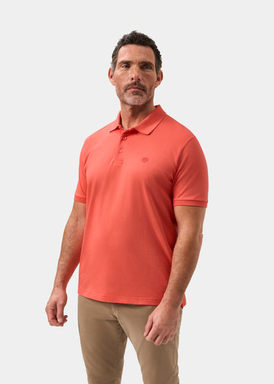 Men's Pique Cotton Polo Shirt in Orange