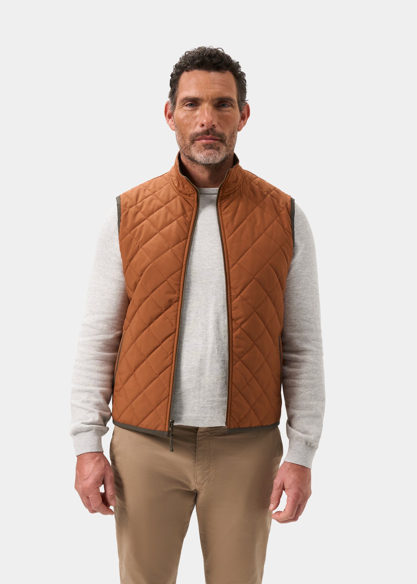 Men's Polyester Reversible Gilet in Green and Orange