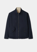 Men's Polyester Reversible Bomber Jacket in Beige & Navy