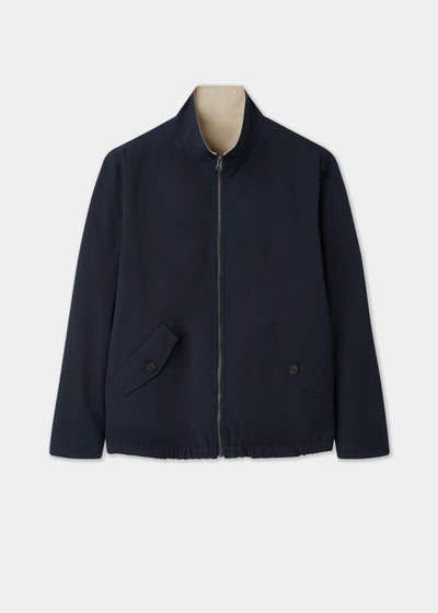 Men's Polyester Reversible Bomber Jacket in Beige & Navy