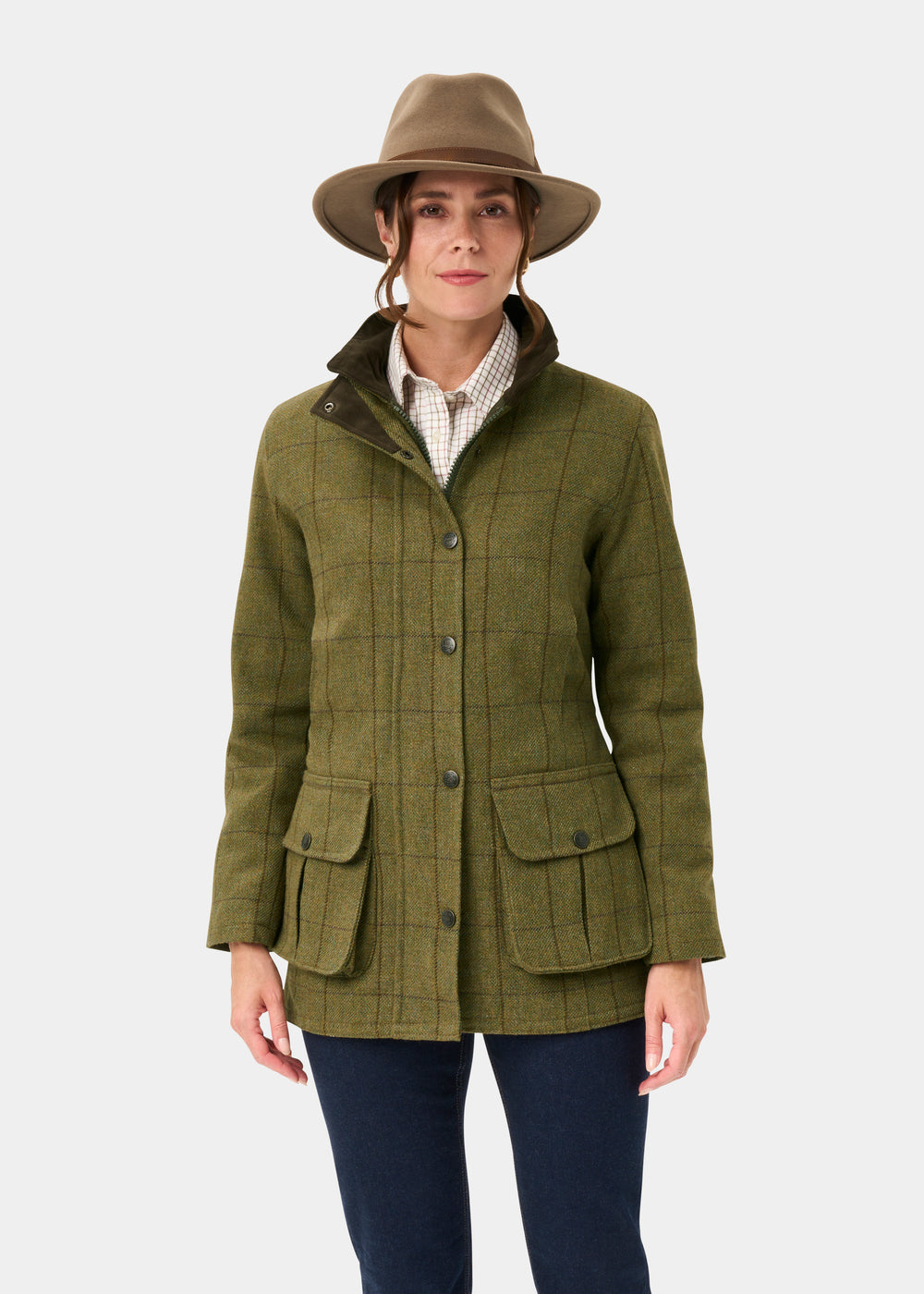 Rutland Ladies Tweed Waterproof Shooting Coat in Lichen  -  Shooting Fit
