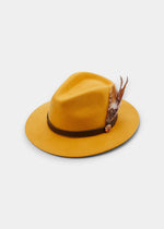 Richmond Ladies Felt Hat With Feather In Mustard