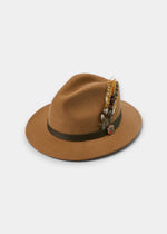 Richmond Ladies Felt Hat With Feather In Camel