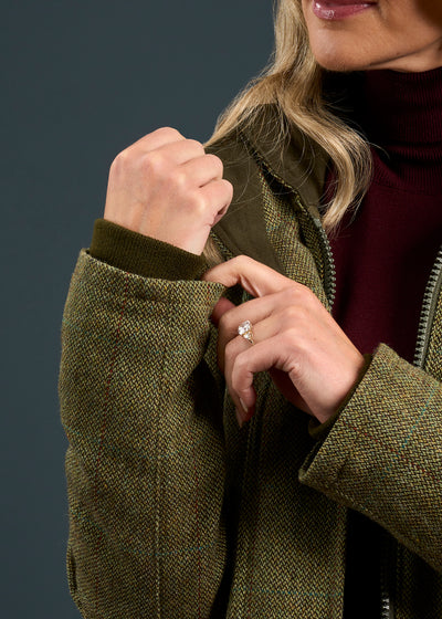 Rutland Ladies Tweed Waterproof Shooting Coat In Hemp
