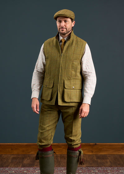 Rutland Men's Tweed Waistcoat In Lichen