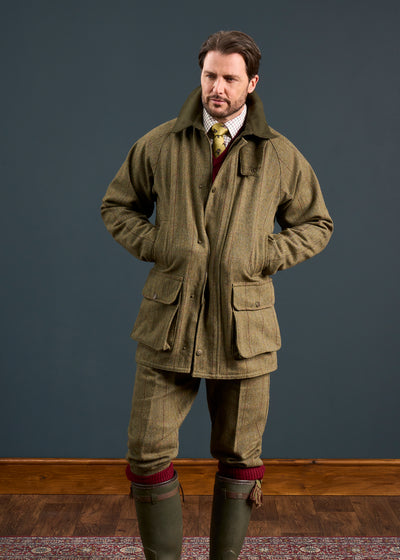 Rutland Men's Tweed Waterproof Shooting Coat In Oakley