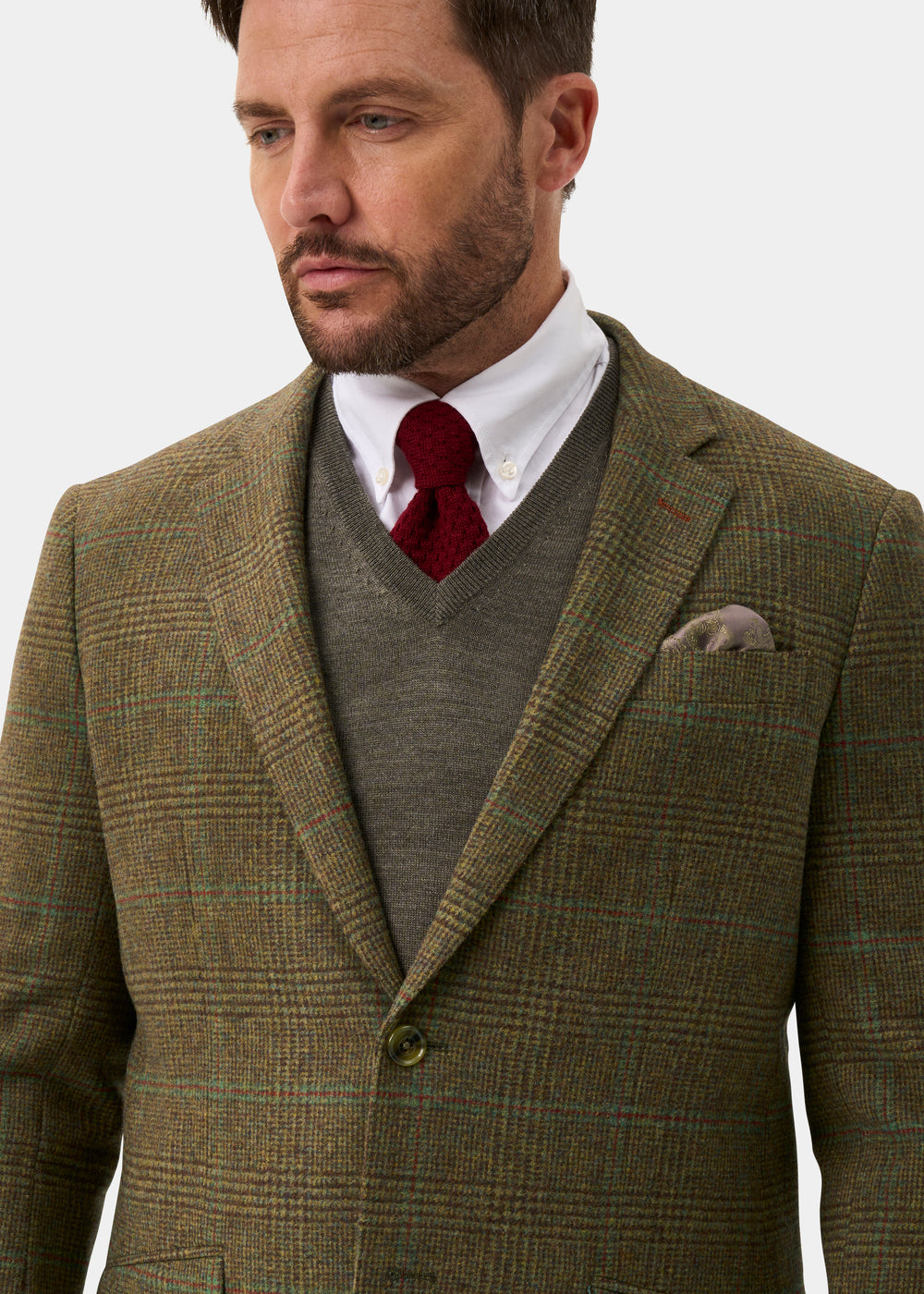 Surrey Men's Tweed Water Repellent Lined Blazer in Marsh  -  Regular Fit