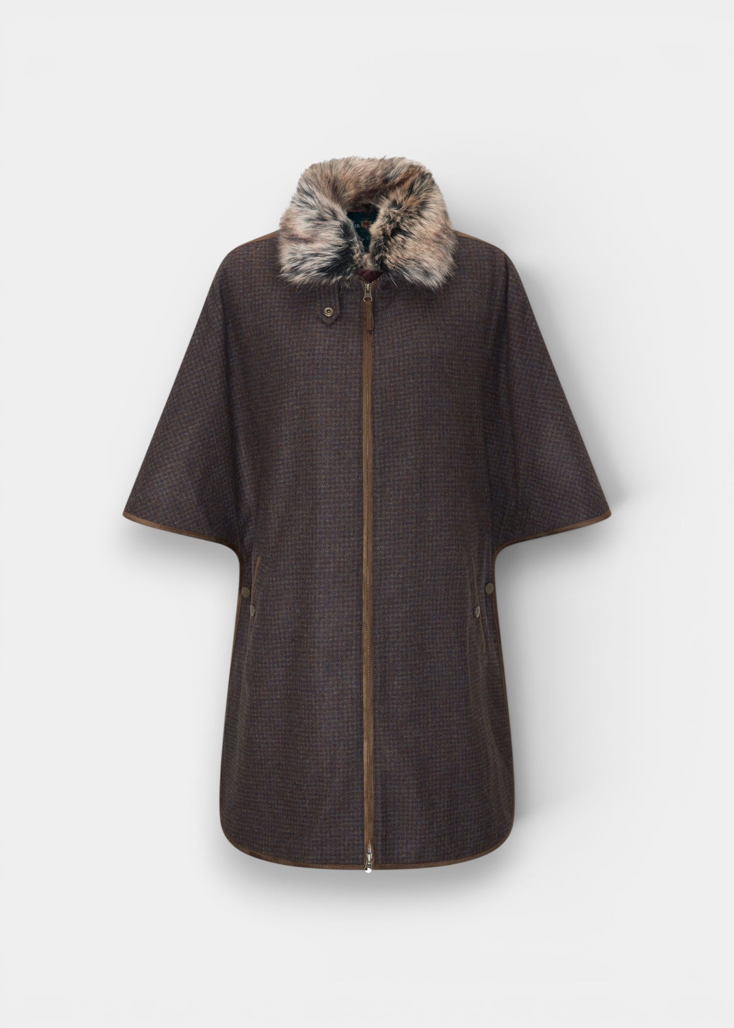 Surrey Ladies Tweed Water Repellent Cape in Bramble  -  Regular Fit