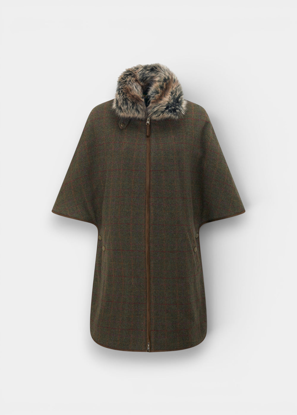 Surrey Ladies Tweed Water Repellent Cape in Hemlock  -  Regular Fit