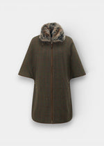 Surrey Ladies Tweed Water Repellent Cape in Hemlock  -  Regular Fit