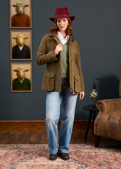 Surrey Ladies Tweed Coat In Marsh