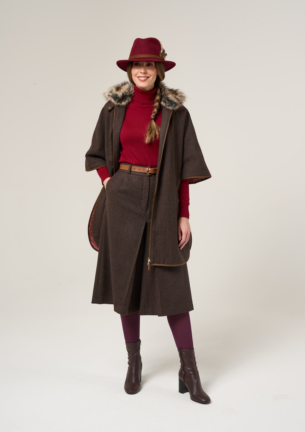 Surrey Ladies Tweed Culottes In Bramble
