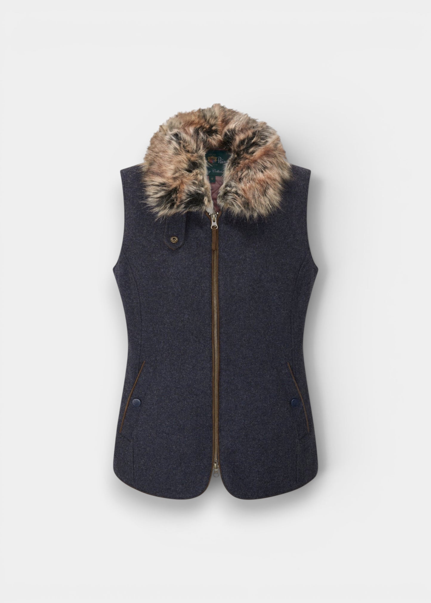Surrey Ladies Tweed Water Repellent Gilet in Blue  -  Regular Fit