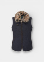Surrey Ladies Tweed Water Repellent Gilet in Blue  -  Regular Fit