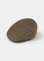Surrey Men's Tweed Waterproof Flat Cap in Marsh  -  Regular Fit