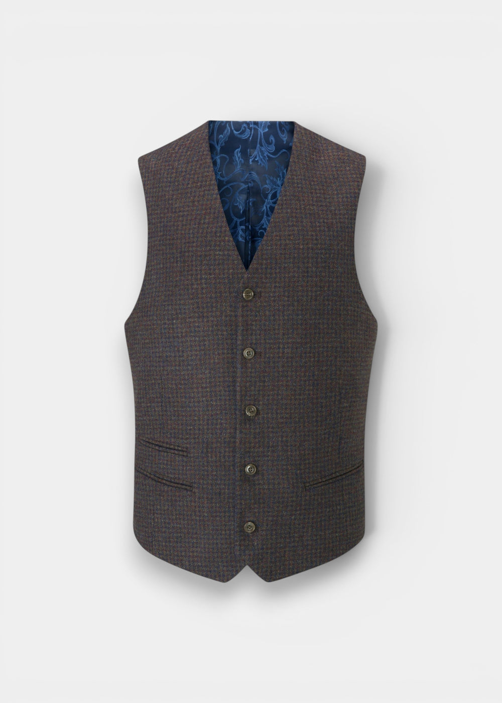 Surrey Men's Tweed Water Repellent Lined Waistcoat in Bramble  -  Regular Fit