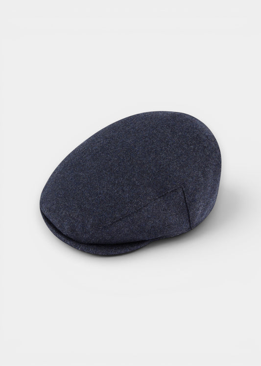 Surrey Men's Tweed Waterproof Flat Cap in Blue  -  Regular Fit