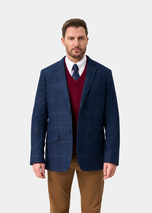 Surrey Tweed Lined Blazer In Navy Check - Regular Fit