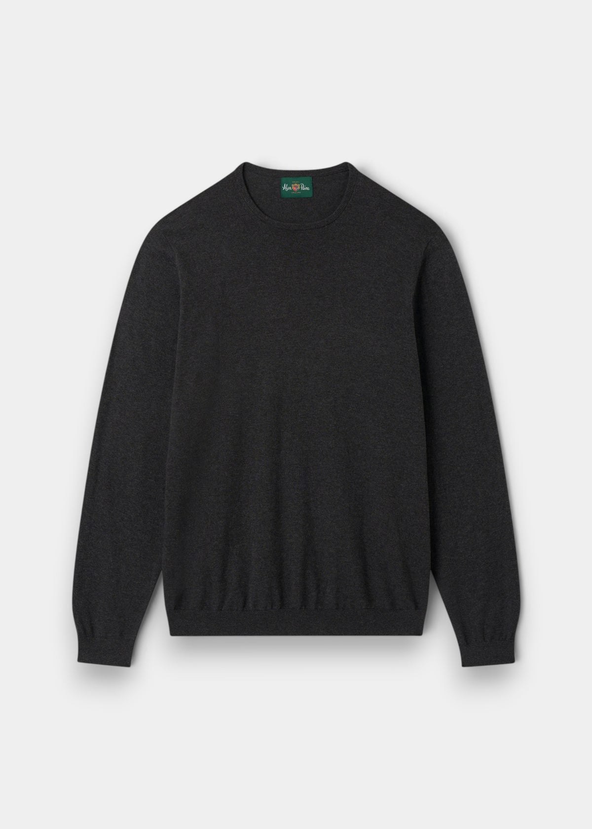 Alan Paine anthracite grey luxury crew neck jumper made from a soft blend of pima cotton, silk, and cashmere.