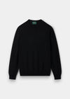 Alan Paine Radstone men's black crew neck jumper in soft 100% Italian merino wool with ribbed hem and cuffs.