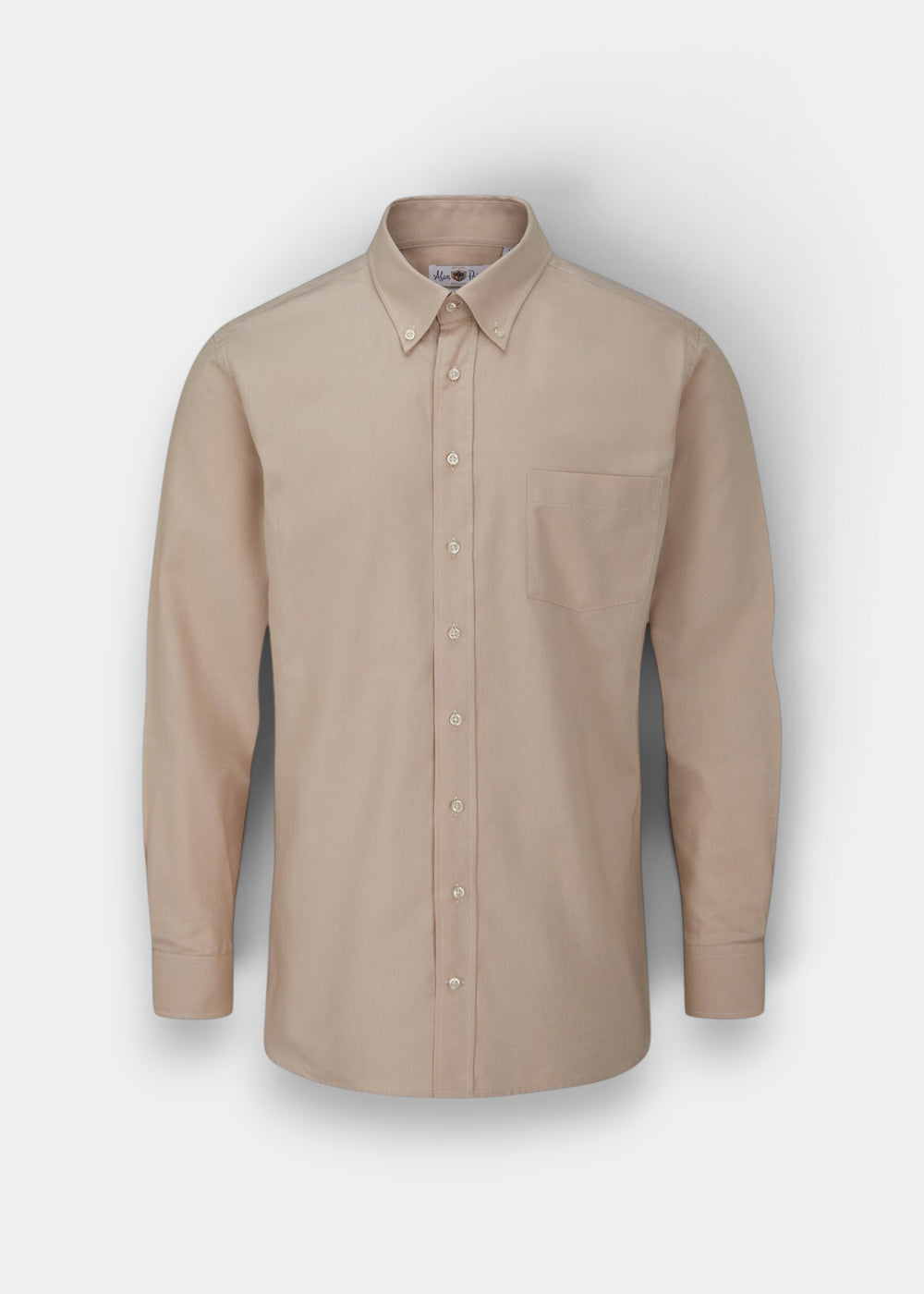 Alan Paine men's regular fit brown cotton button-down shirt with a classic collar and chest pocket.