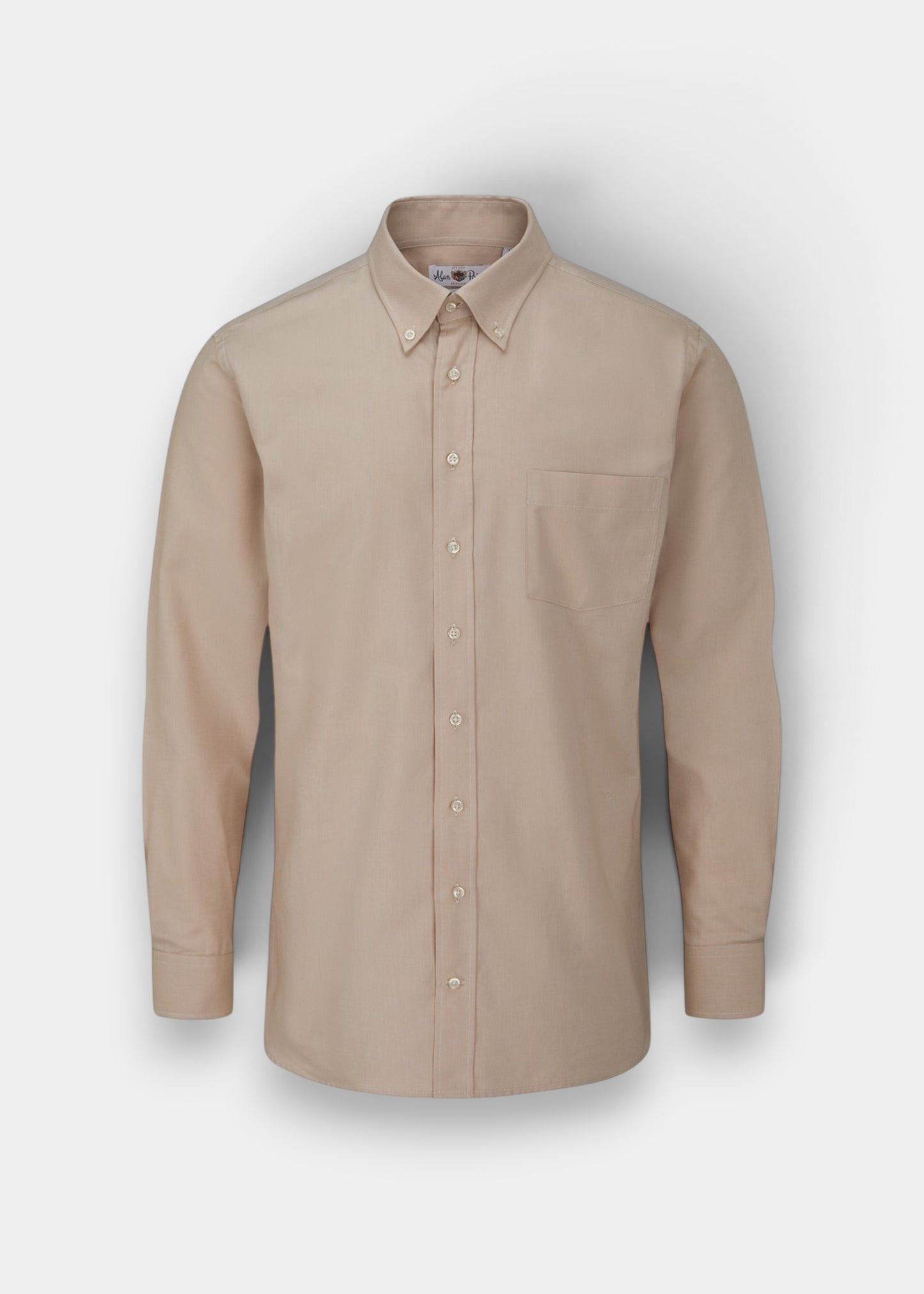 Alan Paine men's regular fit brown cotton button-down shirt with a classic collar and chest pocket.