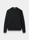 Alan Paine Kilsyth men's charcoal V-neck jumper in soft lambswool with ribbed cuffs and hem