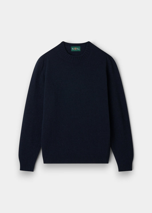 Alan Paine Kinnadie concord purple crew neck jumper in supersoft Shetland and lambswool blend with regular fit