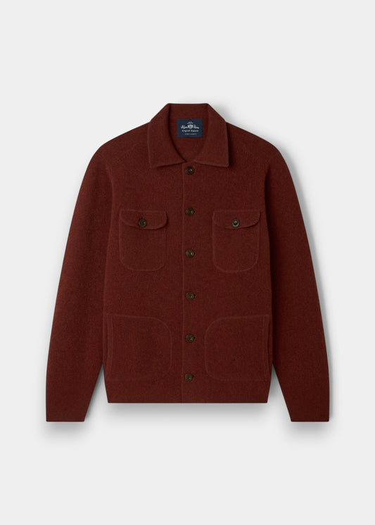 Alan Paine Ferndale men's sienna boiled lambswool shirt with button-through front and chest pockets