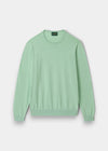 Alan Paine men's luxury grass green crew neck jumper made from a soft pima cotton, silk, and cashmere blend.
