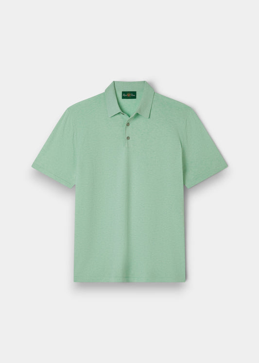 Alan Paine men's grass green luxury polo shirt in a soft pima cotton, silk, and cashmere knit blend.