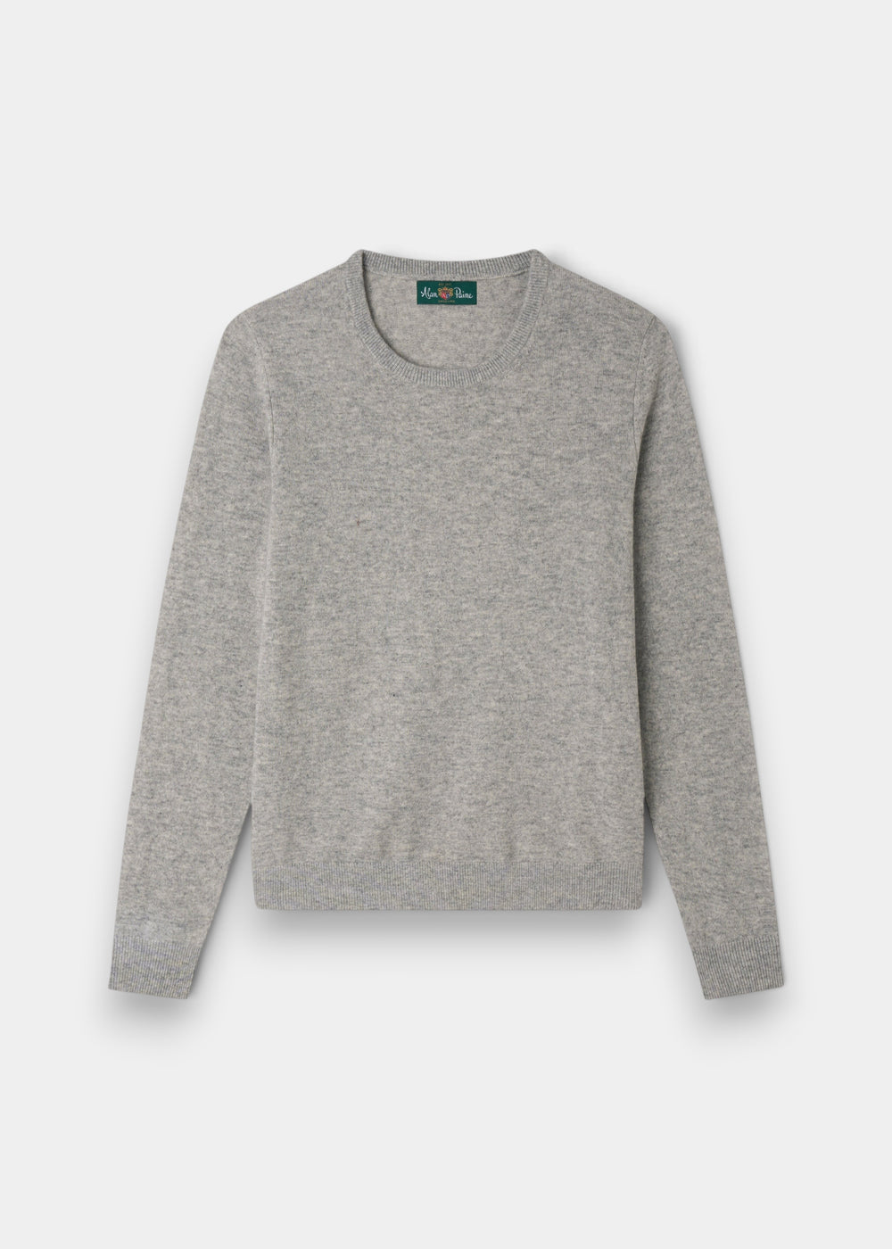 Ivy Wool & Cashmere Crew Neck Jumper in Husky—light gray women’s knitwear, long sleeves, laid flat on white.