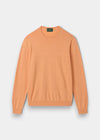 Alan Paine mango orange crew neck jumper made from a soft blend of Pima cotton, silk, and cashmere.