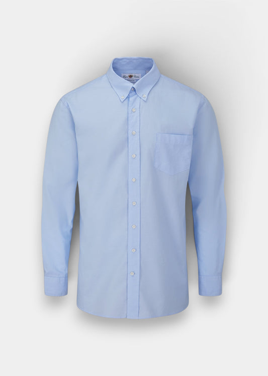 Alan Paine men's regular fit light blue button-down shirt made from breathable cotton with a chest pocket