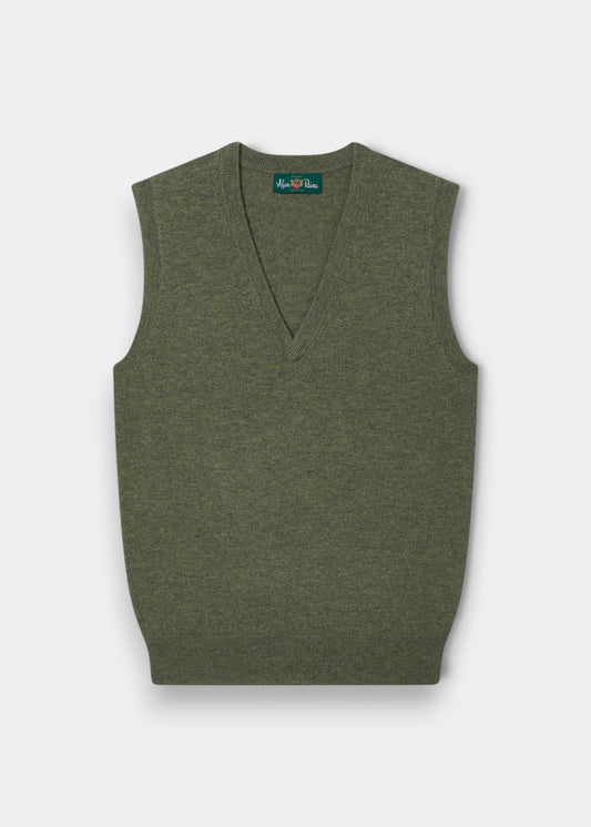 Erin Wool & Cashmere V-Neck Slipover in Landscape, regular fit, shown flat on a light gray background.