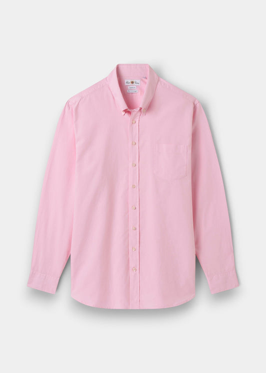 Alan Paine men's pink Oxford cotton button-down shirt with a chest pocket, made in Portugal.