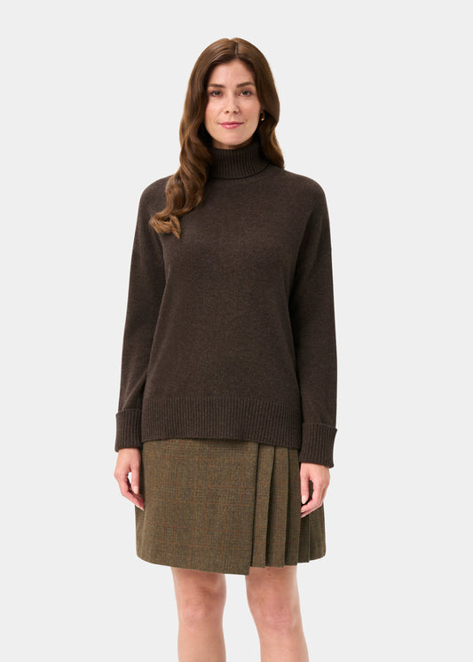Alexa Wool & Cashmere Roll Neck Jumper In Walnut