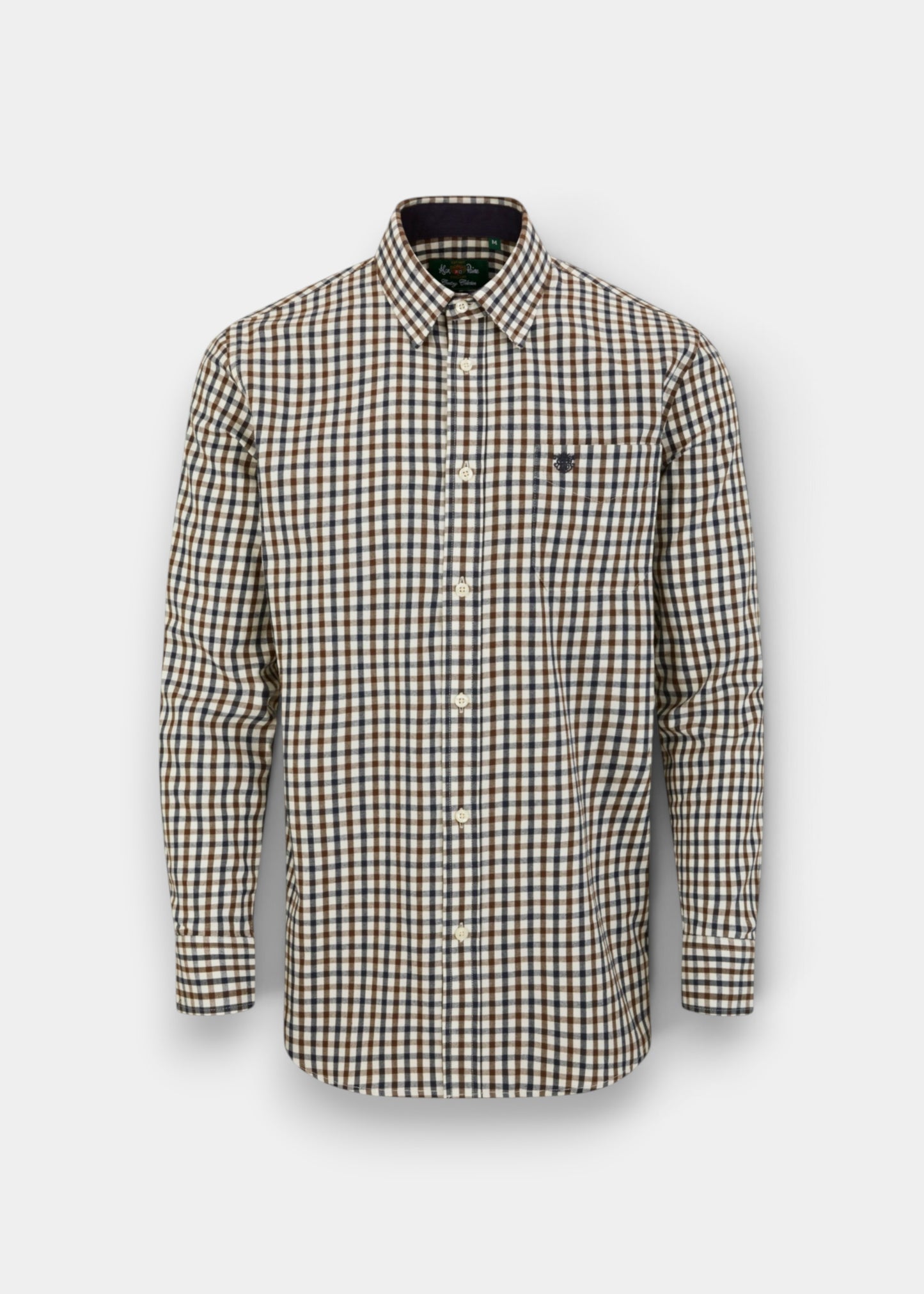 Aylesbury Men's Blue and Brown Check Shirt - Regular Fit