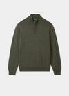 Men's Merino Wool Quarter Zip Neck Jumper in Seaweed