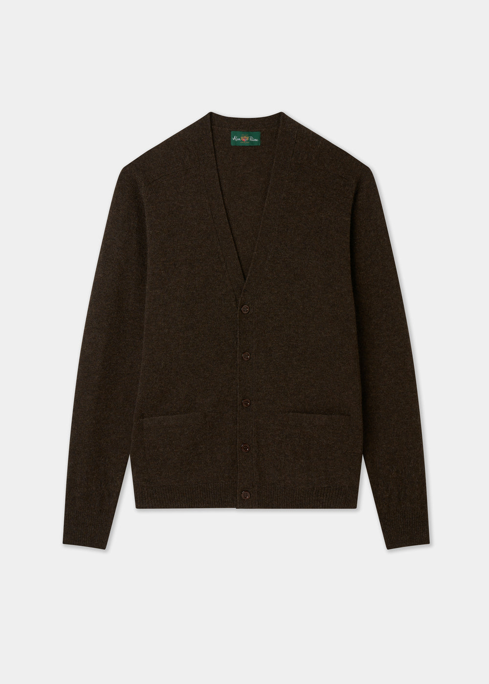Men's brown cardigan on a light gray background