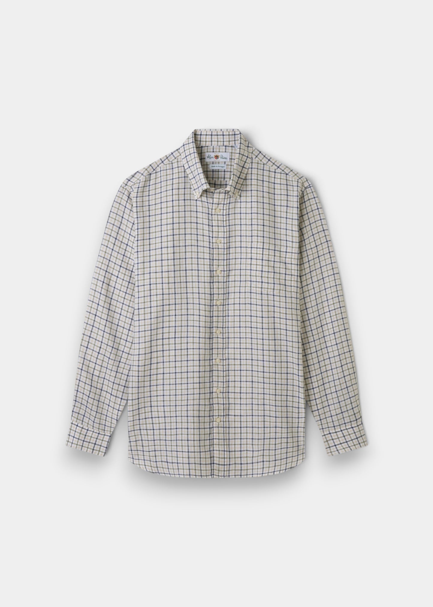 Fleetwood Men's Green and Brown Check Linen Shirt - Classic Fit