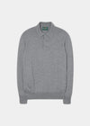 Hindhead Men's Merino Wool Polo Shirt in Light Grey Mix 