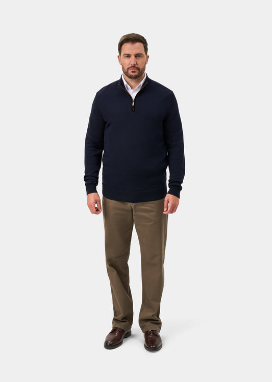 Kinmere Men's Merino Wool 1/4 Zip Jumper In Dark Navy