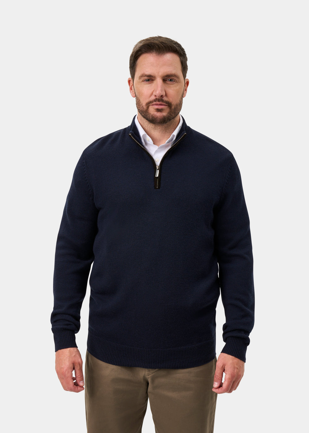 Kinmere Men's Merino Wool 1/4 Zip Jumper In Dark Navy