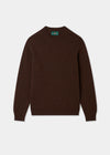 Men's Shetland Wool Crew Neck Jumper in Coffee