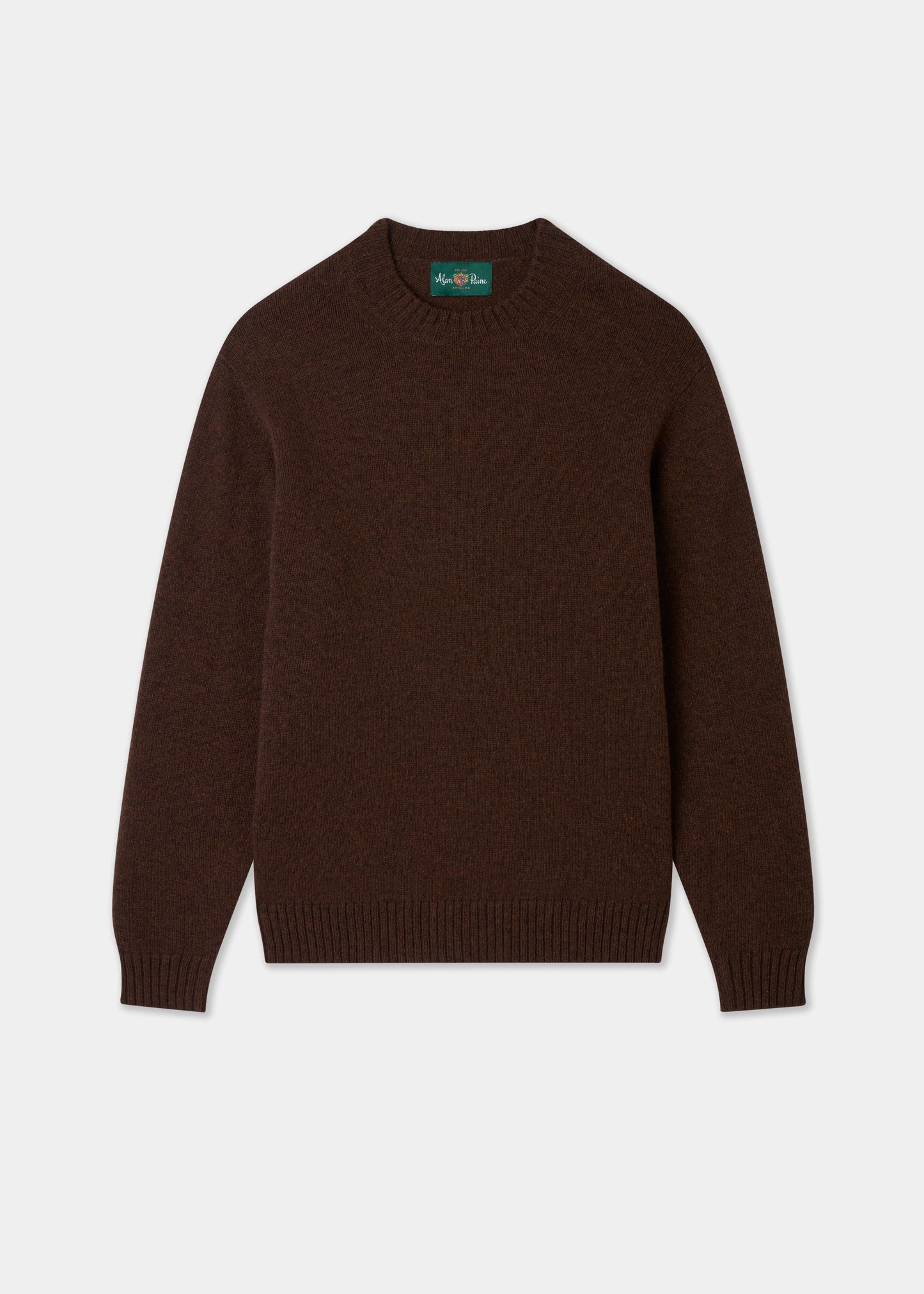 Men's Shetland Wool Crew Neck Jumper in Coffee
